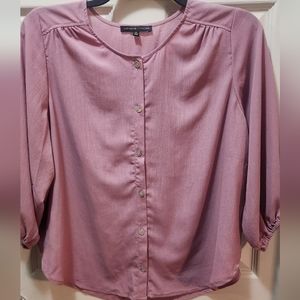 NWOT Adrienne Vattini button Blush pink Top Size M